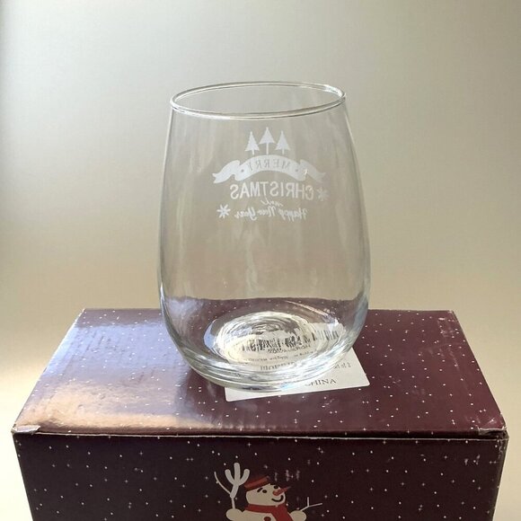 MERRY CHRISTMAS STEMLESS WINE GLASSES SET 2 - Picture 5 of 8